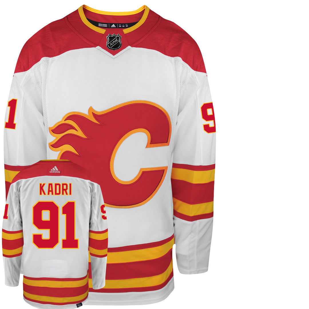 Men's NHL Calgary Flames Nazem Kadri Adidas Primegreen Reverse Retro Black  - Authentic Jersey with ON ICE Cresting - Sports Closet